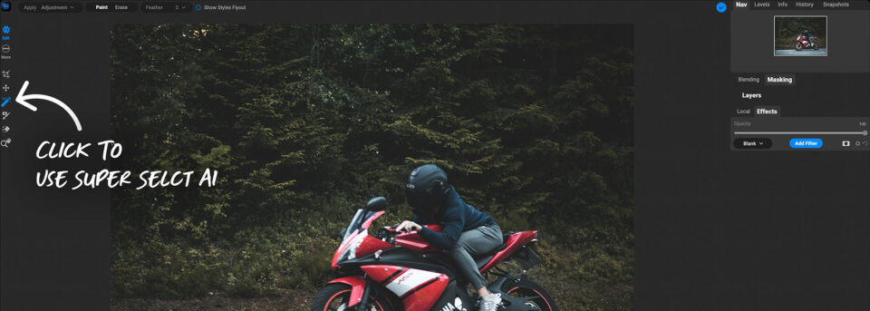 Low key photography editing style with dark moody tones using Super Select AI in ON1 Photo RAW