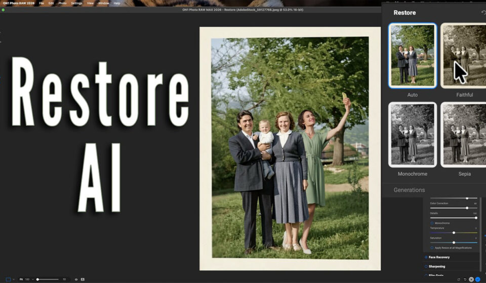 Anthony Morganti covering new features in ON1 Photo RAW 2026.4 including Restore AI