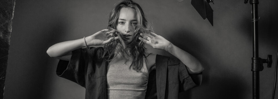 Types of photo editing styles shown with black and white studio portrait photography
